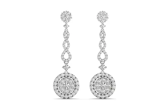 white gold diamond drop earrings for rent