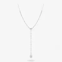 Diamond lariat necklace with an oval drop for rent