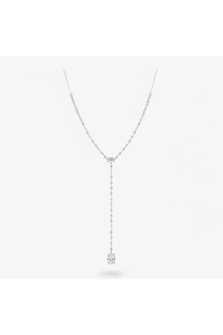 Diamond lariat necklace with an oval drop for rent