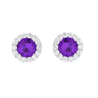 Amethyst and Diamond Halo Earrings for Rent