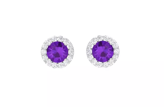 Amethyst and Diamond Halo Earrings for Rent