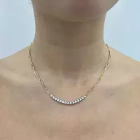 DIamond necklace for rent on model neck