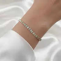 REnt Bezel Set Emerald Shaped Eco Diamonds Tennis Bracelet