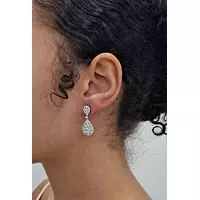 diamond drop earrings on model