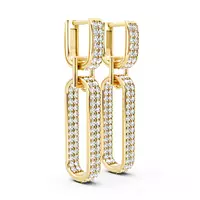 Rent Eco Diamonds Straight Link Double Hoop Earrings