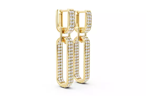 Rent Eco Diamonds Straight Link Double Hoop Earrings