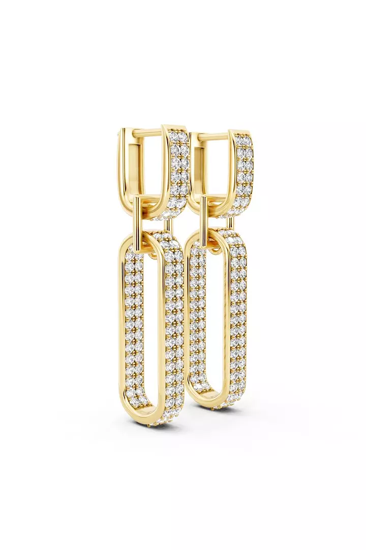 Rent Eco Diamonds Straight Link Double Hoop Earrings