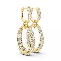 Rent Eco Diamonds Linked Double Hoop Earrings