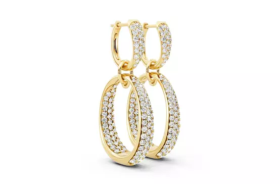 Rent Eco Diamonds Linked Double Hoop Earrings