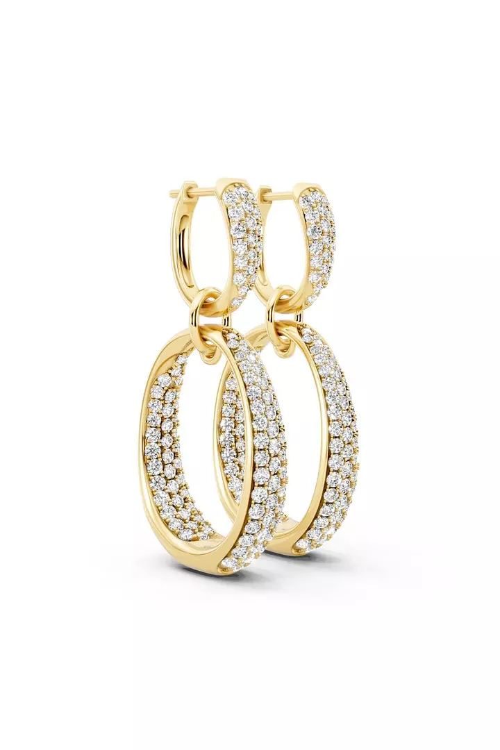 Rent Eco Diamonds Linked Double Hoop Earrings