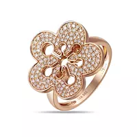 The intricate flower design of the Diamond Flower Cocktail Ring