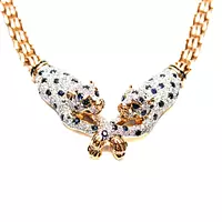Rent Cartier Style Tiger Diamond and Sapphire Necklace
