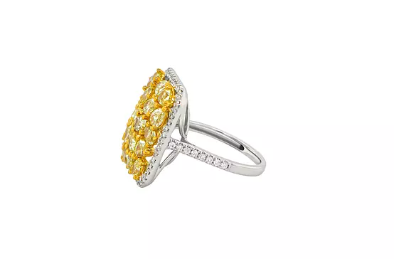 yellow diamond cocktail ring for rent sideways view