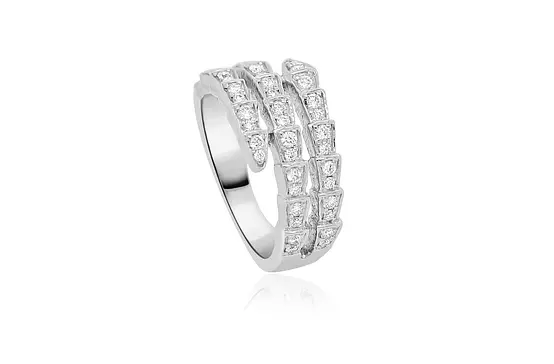 rent diamond serpentine ring Bulgari style in white gold
