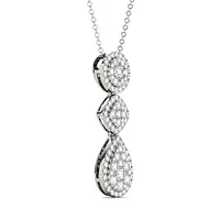 side view of triple diamond pave necklace