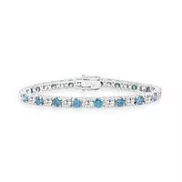 blue and white diamond tennis bracelet in white gold for rent for a wedding or special event