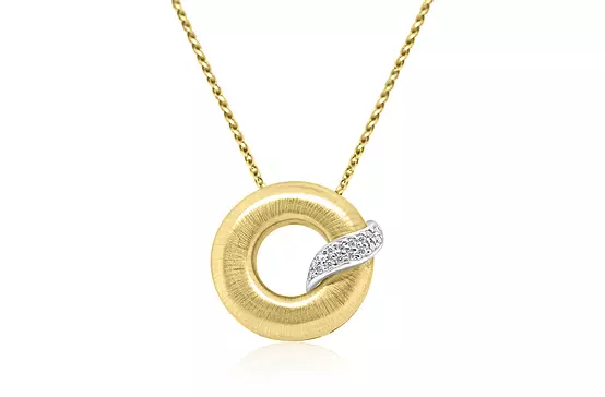Yellow Gold and Diamonds Circle NEcklace for rent
