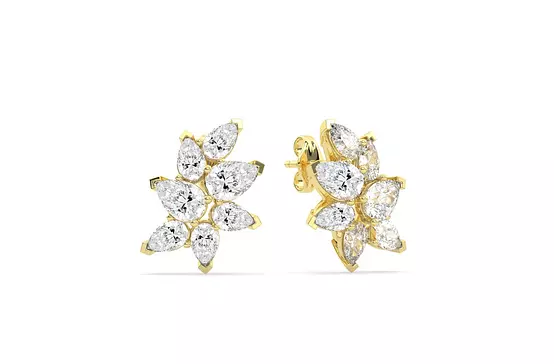 Rent Evelisse Pear Shape Eco Diamonds Cluster Earrings