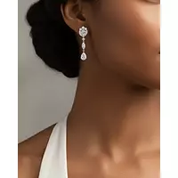 Rent diamond drop earrings for wedding day bridal rental on a model