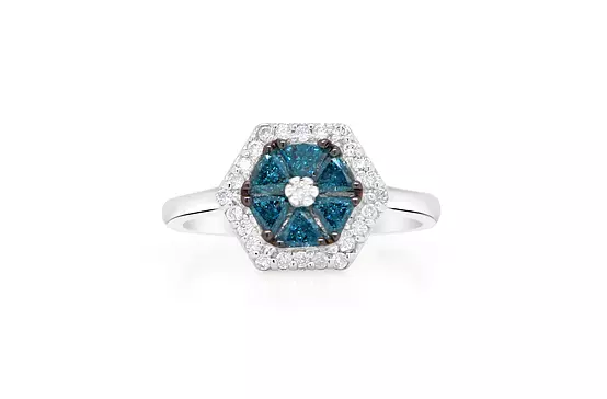 Rent blue and white diamonds cocktail ring