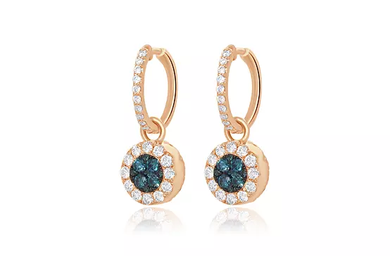 Rent blue and white diamond circle drop earrings for a wedding