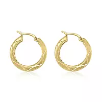 rent diamond etched hoop earrings in yellow gold