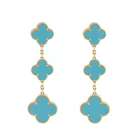 Blue Turquoise Van Cleef and Arpel Alhambra earrings for rent 