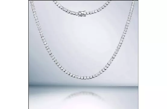 rent diamond emerald shaped tennis necklace in white gold