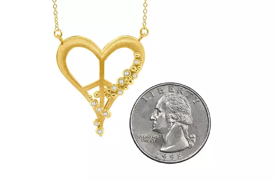 Peace of Heart Necklace- Small- 18K Gold with Overflowing Diamonds-Jane Gordon Jewelry