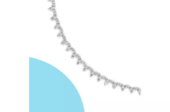Closeup of diamond choker necklace for rent
