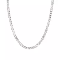 white gold diamond tennis necklace with bezel emerald shapes for rent