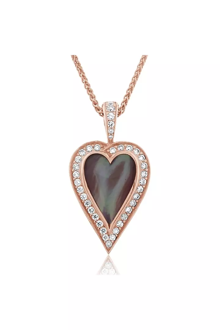 rose gold heart pendant necklace for women on rent