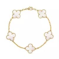 white alhambra mother of pearl bracelet by van cleef for rent
