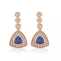 tanzanite and diamonds drop fashion designer earrings for rent