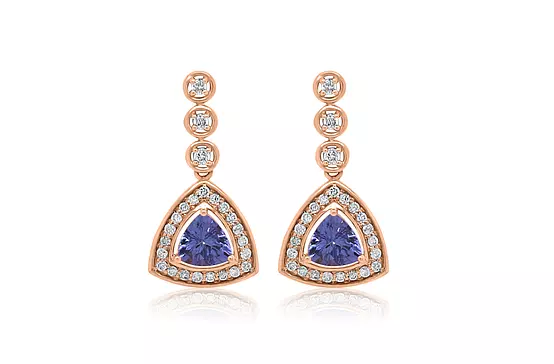 tanzanite and diamonds drop fashion designer earrings for rent