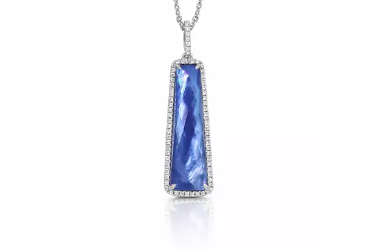 Rent diamonds and blue gemstone white gold pendant necklace