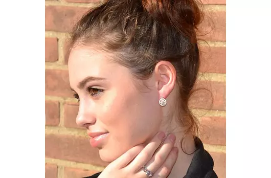 Diamond earrings on a model