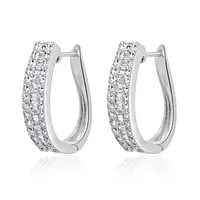 Diamond J hoop earrings in white gold for bridal rental