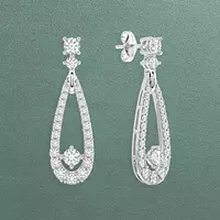 Teardrop Shaped Pave Eco Diamonds Drop Earrings Rent