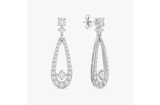  Rent Teardrop Shaped Pave Eco Diamonds Drop Earrings