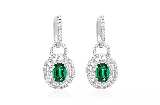 Emerald and Diamond Drop Earrings for rent