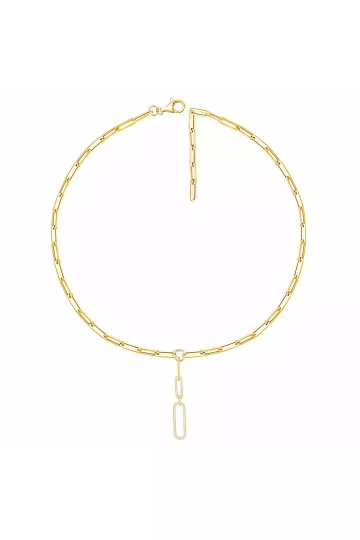paperclip and diamonds yellow gold necklace with a drop for rent