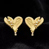 Borrow Lucky Break Heart Gold and Diamond Earrings
