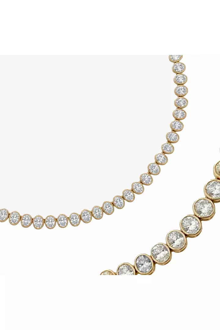 Borrow Oval Bezel Set Diamond Tennis Necklace rent