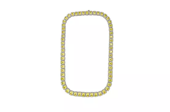18k Yellow Sapphires and Diamonds Tennis Necklace for rent