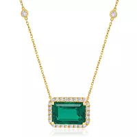 Emerald and diamonds yellow gold necklace for rent