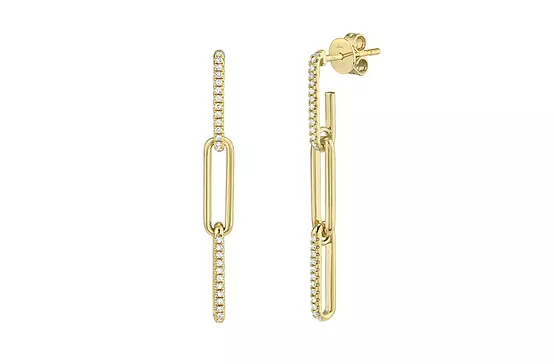 RENT diamond paperclip earrings in yellow gold