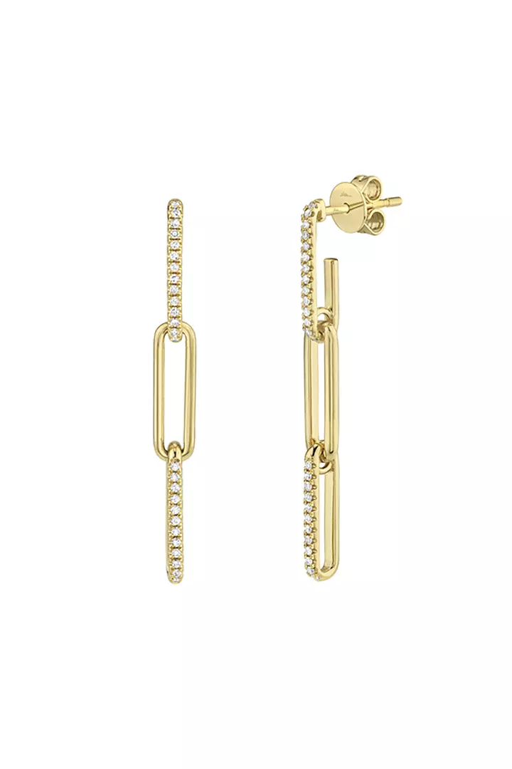 RENT diamond paperclip earrings in yellow gold