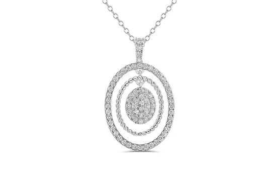 Circles with open space and pave diamonds pendant necklace for rent