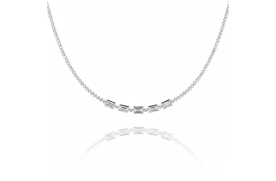 Rent diamond choker with emerald shaped diamonds